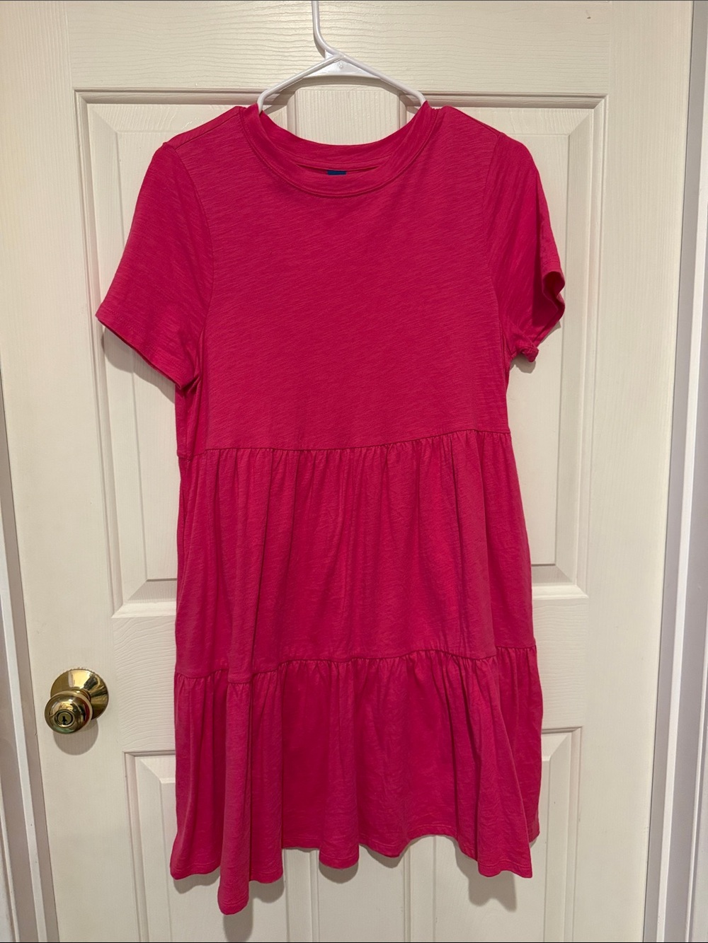 Old Navy Girls Hot Pink Tiered Short-Sleeve Dress